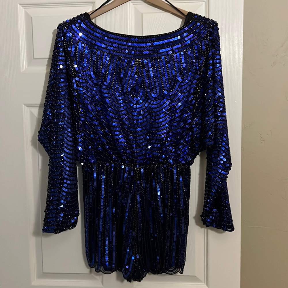 Beautiful blue sequin romper